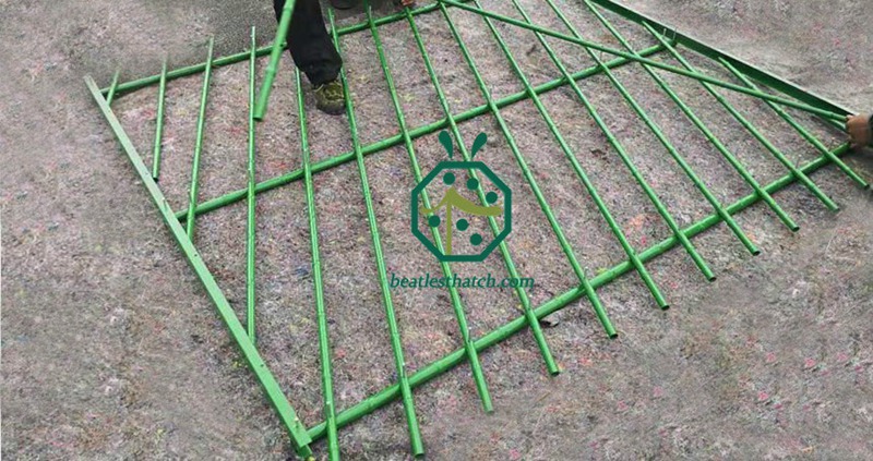 Assembly of Steel Bamboo Fence Screen Panels for Park