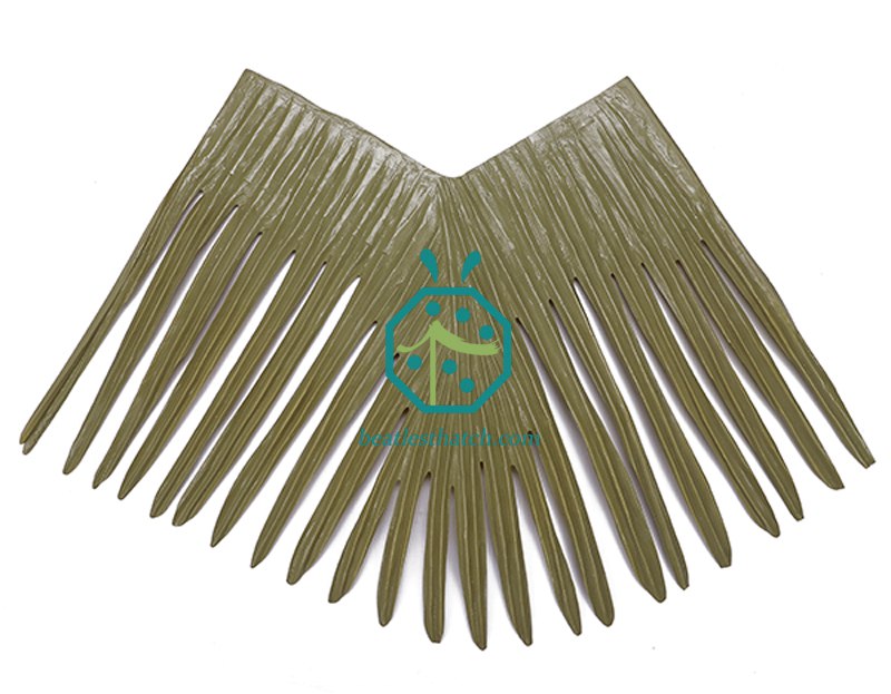 Hip valley thatch tile of synthetic palm thatch roof