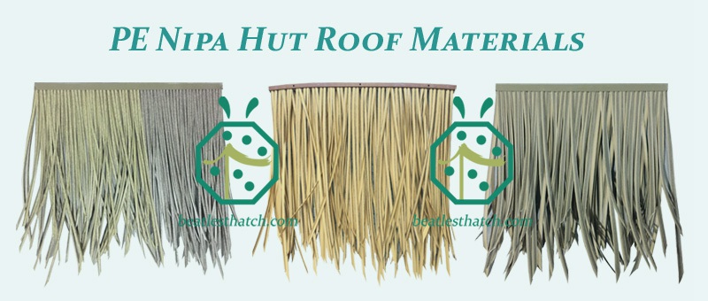 synthetic PE leaf thatch for cottage roof covering