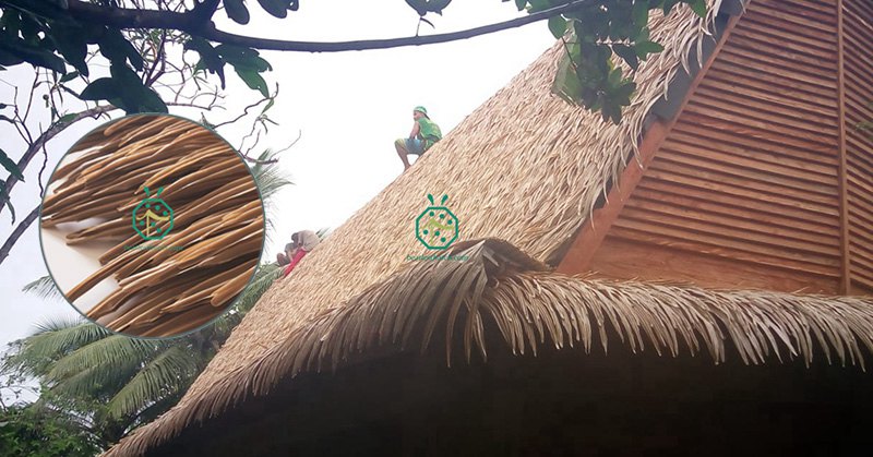Vật liệu mái lợp giả cọ được sử dụng cho bahay kubo, nhà kho vườn, túp lều tiki, túp lều dừa nước, BBQ, nhà bãi biển, vọng lâu, xây dựng nhà gỗ