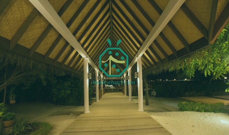 Weaving bamboo ceiling panels for park shed
