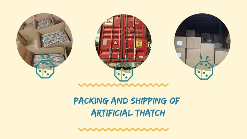 Packing of our palm thatch roof in China factory