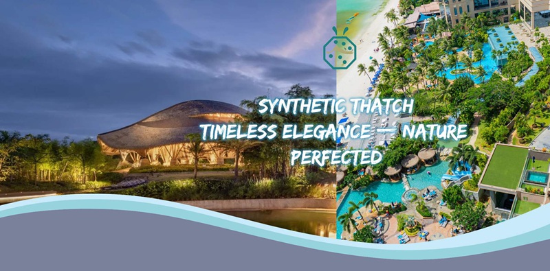Simulated synthetic thatch grass for different wooden house roof structures
