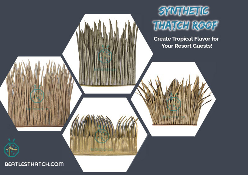 Artificial thatch roof tiles from China for resort hotel and backyard patio construction Artificial thatch roof tiles from China for resort hotel and backyard patio construction