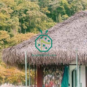 Thay thế mái nhà gỗ trên mặt nước bằng lá Cadjan nhân tạo